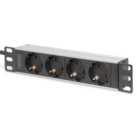   DIGITUS DN-95418 10" 1U PDU 230V 16A 4x Schuko aljzat CEE7/7 csatlakozó hálózati 2m elosztósor