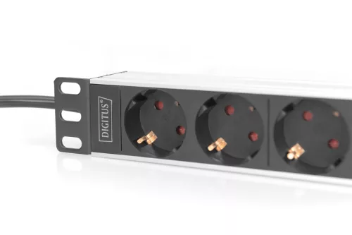 DIGITUS DN-95418 10" 1U PDU 230V 16A 4x Schuko aljzat CEE7/7 csatlakozó hálózati 2m elosztósor