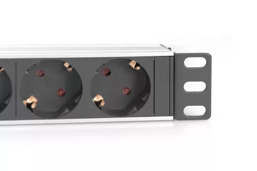 DIGITUS DN-95418 10" 1U PDU 230V 16A 4x Schuko aljzat CEE7/7 csatlakozó hálózati 2m elosztósor