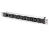 DIGITUS DN-95429 19" 1U PDU 230V 10A 9xIEC C13 aljzat IEC C14 csatlakozó 2m elosztósor
