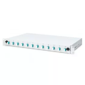   DIGITUS DN-96331/3 19" 1U 12xLC duplex OM3 toldóval pigtaillel és kötőkazettával szerelt optikai patch panel