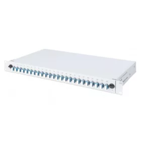   DIGITUS DN-96332-4 19" 1U 24xLC duplex OM4 toldóval pigtaillel és kötőkazettával szerelt optikai patch panel