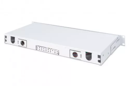 DIGITUS DN-96332/9 19" 1U 24xLC duplex OS2 toldóval pigtaillel és kötőkazettával szerelt optikai patch panel