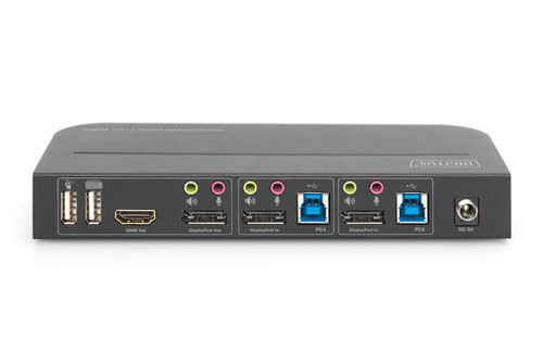 DIGITUS KVM Switch - 2 Port - 4K60Hz - 2x DP In - 1x DP/HDMI Out