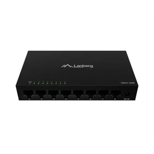 Lanberg 8 portos Gigabit Desktop Switch, fémházas, 12V