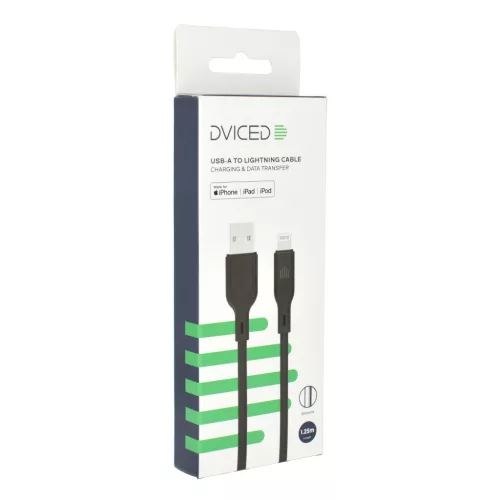 Dviced Cable USB-A to Lightning silicone 1,25m - Black