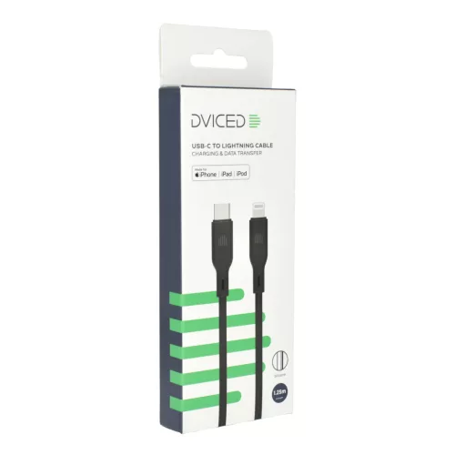 Dviced Cable USB-C to Lightning silicone 1,25m - Black