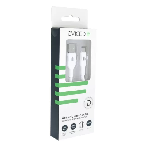 Dviced Cable USB-A to USB-C silicone 1,25m - White