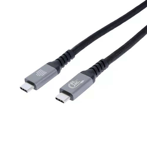 Dviced USB4 Braided Cable, 80 Gbps, 240 W, (Thunderbolt compatible), 1m - Black