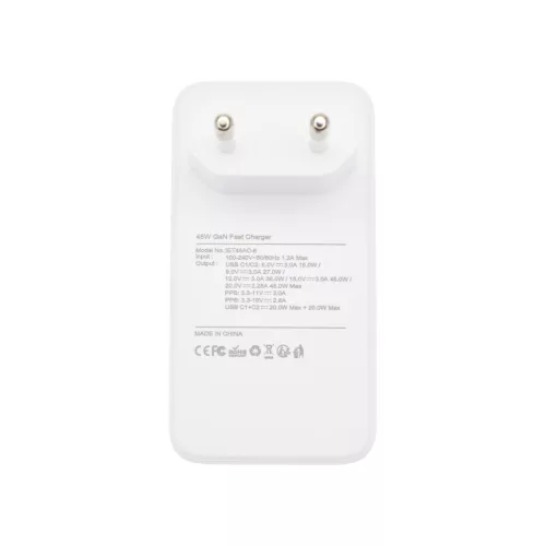 Dviced Slim Wall charger 45W GaN 2 USB-C EU - White