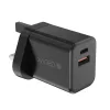 Dviced Wall charger 35W GaN 1 USB-A 1 USB-C UK w cable - Black