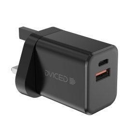   Dviced Wall charger 35W GaN 1 USB-A 1 USB-C UK w cable - Black