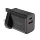 Dviced Wall charger 35W GaN 1 USB-A 1 USB-C UK w cable - Black