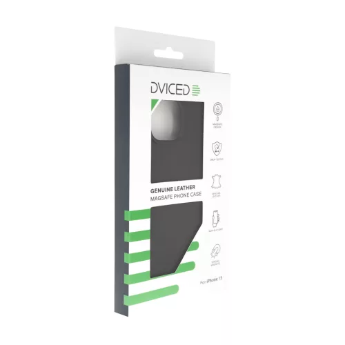 Dviced Leather case with magsafe for iPhone 15 - Black