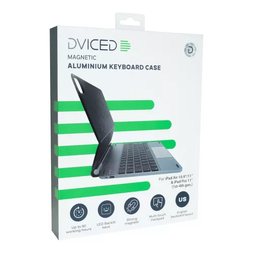 Dviced Magnetic Aluminium Keyboard Case for iPad Air/Pro 11-inch - US - Dark Grey