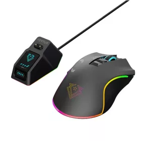   Vertux Egér - MUSTANG (Wireless, Optikai, RGB LED, 7 gomb, 500mAh, 10000 dpi, dokkoló, fekete)