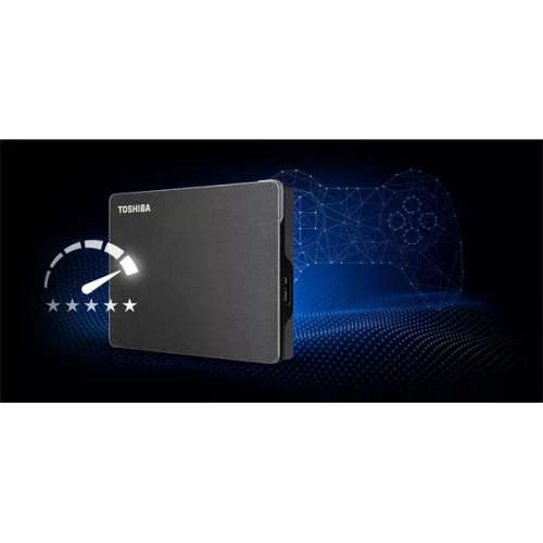 Toshiba Külső HDD 2.5" - 4TB Canvio Gaming Fekete (USB3.2 Gen 1.; ~5Gbps; exFAT)