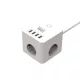 WELL Hálózati elosztó Powercube, 3-as, túlfeszvédős, 4x USB-A, kapcsolóval, 3m, fehér