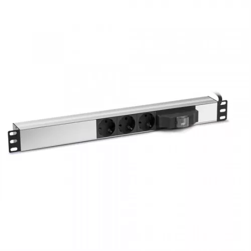 FORMRACK PDU 1U 19" megszakítóval, 3 aljzat (Schuko)