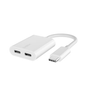 Belkin RockStar USB-C Apa - 2xUSB-C Anya Adapter - Fehér