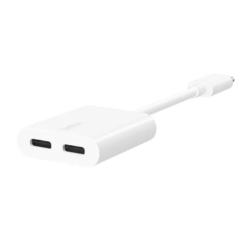 Belkin RockStar USB-C Apa - 2xUSB-C Anya Adapter - Fehér