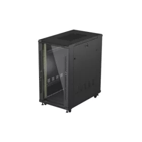   Lanberg FF01-6022-12B 19" 22U SZÉL:600mm MÉLY:1000mm MAG:1200mm lapraszerelt üvegajtós fekete szerver szekrény