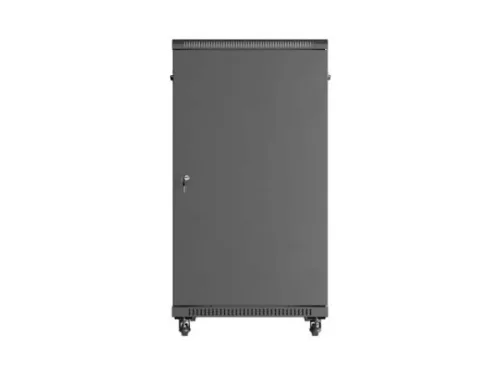 Lanberg FF01-6022-12B 19" 22U SZÉL:600mm MÉLY:1000mm MAG:1200mm lapraszerelt üvegajtós fekete szerver szekrény