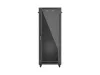 Lanberg FF01-6632-12B 19" 32U SZÉL:600mm MÉLY:600mm MAG:1603mm lapraszerelt üvegajtós fekete álló rack szekrény