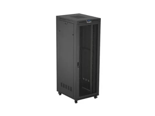 Lanberg FF01-8047-23BL 19" 47U SZÉL:800mm MÉLY:1000mm MAG:2344mm lapraszerelt LCD hálós fémajtós fekete álló szerver szekrény