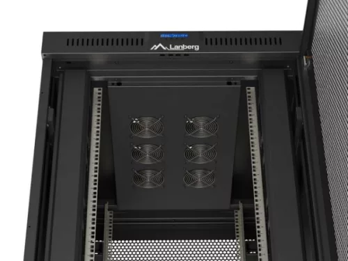 Lanberg FF01-8047-23BL 19" 47U SZÉL:800mm MÉLY:1000mm MAG:2344mm lapraszerelt LCD hálós fémajtós fekete álló szerver szekrény