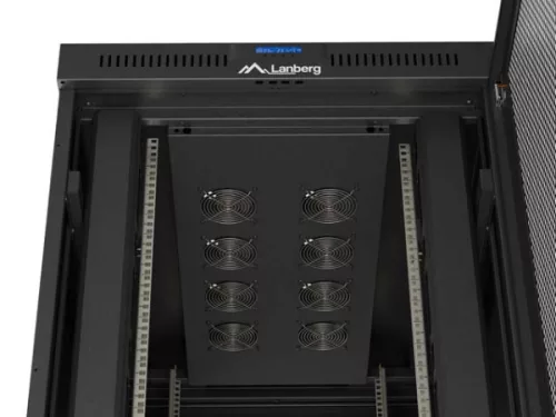 Lanberg FF01-8247-23BL 19" 47U SZÉL:800mm MÉLY:1200mm MAG:2343mm lapraszerelt LCD hálós fémajtós fekete szerver szekrény