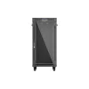 Lanberg 19" szabadon álló rack szekrény 24U/600X600 üvegajtó, lapraszerelt, LCD kijelző, fekete V2