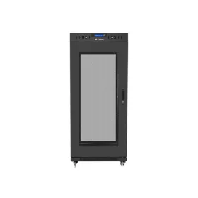   Lanberg 19" szabadon álló rack szekrény 27U/600X600 perforált ajtó, lapraszerelt, LCD kijelző, fekete V2