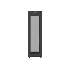   Lanberg 19" szabadon álló rack szekrény 42U/600X600 perforált ajtó, lapraszerelt, LCD kijelző, fekete V2
