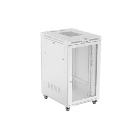   Lanberg 19" szabadon álló rack szekrény 27U/800X1000 perforált ajtó, lapraszerelt, LCD kijelző, szürke