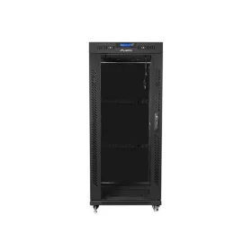  Lanberg 19" szabadon álló rack szekrény 27U/800X1200 üvegajtó, lapraszerelt, LCD kijelző, fekete