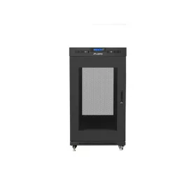   Lanberg 19" szabadon álló rack szekrény 22U/800X800 perforált ajtó, lapraszerelt, LCD kijelző, fekete V2