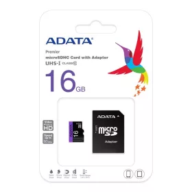   ADATA MicroSD kártya - 16GB microSDHC UHS-I Class10 (R/W: 80/10 MB/s) + adapter