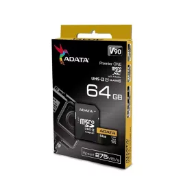   ADATA MicroSD kártya - 64GB microSDXC UHS-II U3 Class10 V90 (R/W: 290/260 MB/s) + adapter