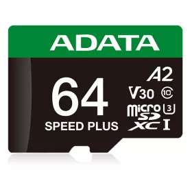   ADATA MicroSD kártya - 64GB microSDXC UHS-I U3 Class10 A2 V30 (R/W: 160/140 MB/s) + adapter