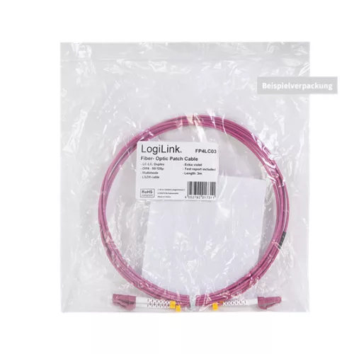 LogiLink Fiber duplex patch kábel, OM4, 50/125 , LC-LC, lila, 2 m