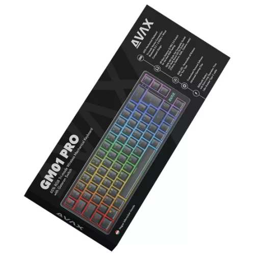 AVAX GM01 PRO 65% RGB tri-mode mechanikus billentyűzet Gateron barna switch, magyar kiosztás