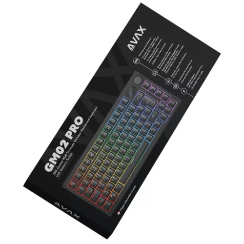 AVAX GM02 PRO 75% Gasket RGB tri-mode mechanikus billentyűzet Gateron piros switch, magyar kiosztás