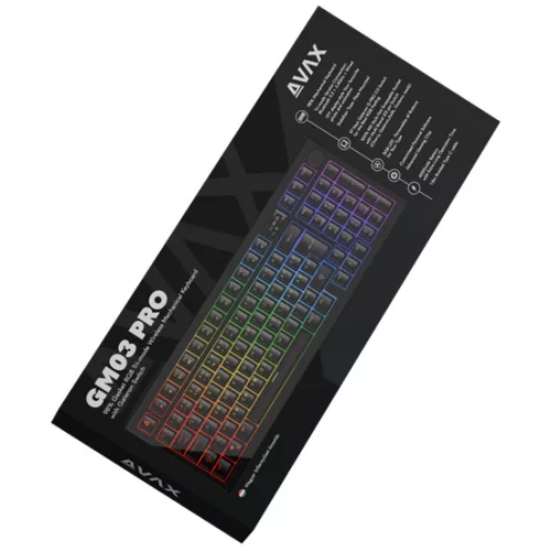 AVAX GM03 PRO 98% Gasket RGB tri-mode mechanikus billentyűzet Gateron barna switch