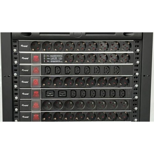 Equip Hálózati Elosztó - 333318 (Schuko, 12x C13, Rack 1U, 1,8m kábel, fekete)