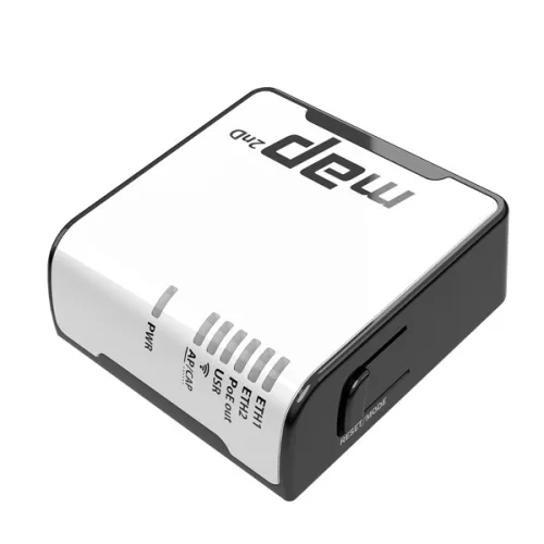 Mikrotik Access Point WiFi N - mAP / RBMAP2ND (300Mbps@2,4GHz; 2port 100Mbps; USB; af/at PoE; Passzív PoE out)