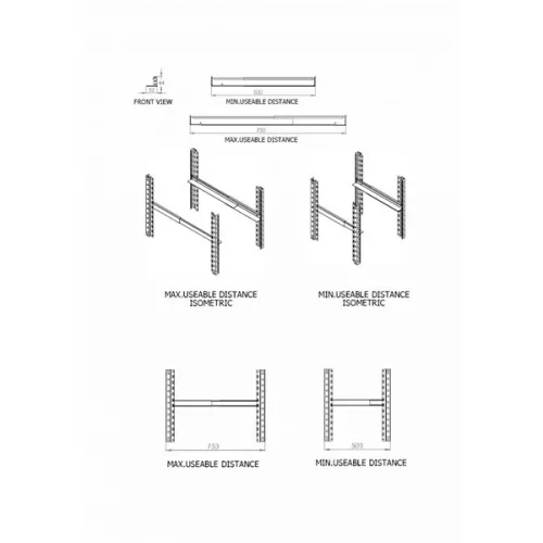 Equip Rackszekrény kiegészítő - EZR-60-80 (Rail kit, Mélység: 600mm-800mm-ig)