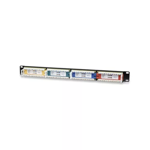 Manhattan Patch panel - CAT6 UTP színezett patch panel, 24 portos, 1U, Fekete