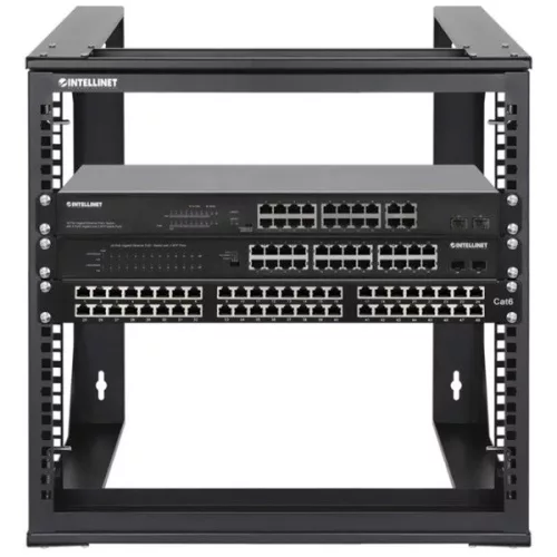 Manhattan Rackszekrény - 19" nyitott fali kivitel (9U, 493 (h) x 500 (w) x 450 (d) mm, Fekete)