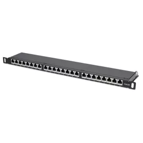   Manhattan Patch panel - CAT6A FTP árnyékolt patch panel, 24 portos, 19" 0.5U,  Fekete